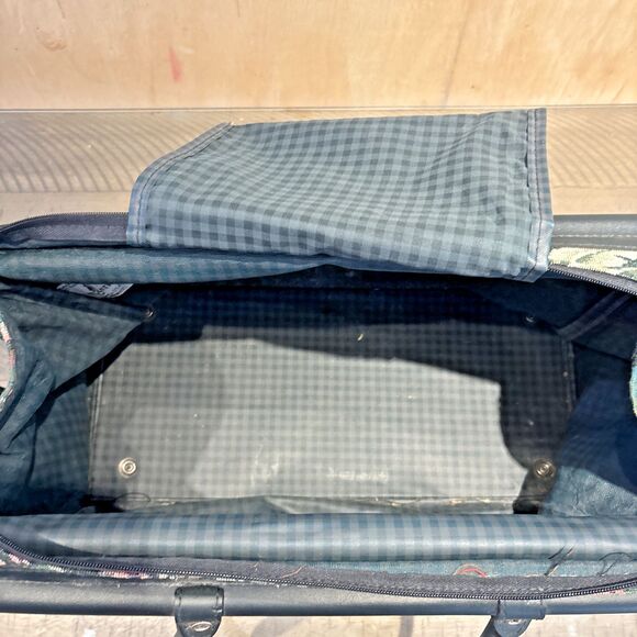 Vintage Atlantic Carpet Bag Carryon Mary Poppins Style Floral Tapestry Green - Picture 3 of 7